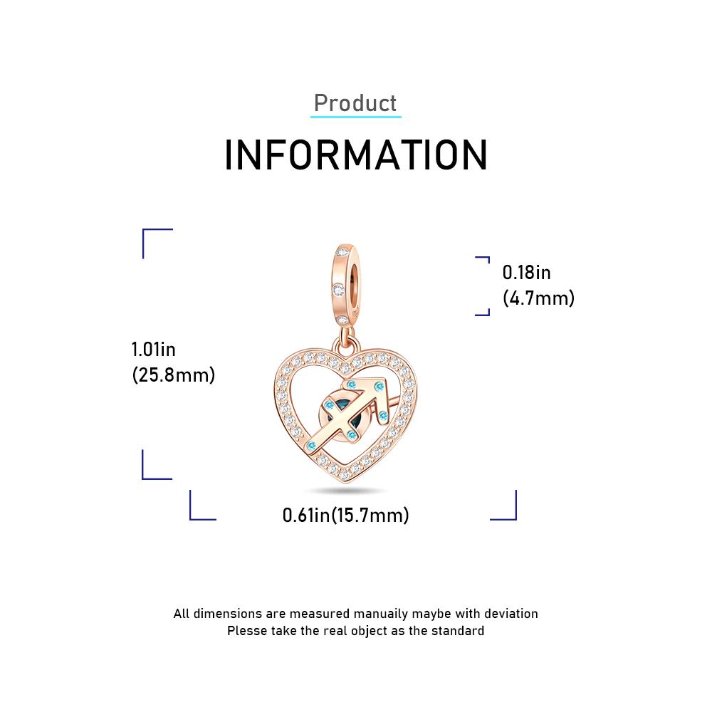 Glücksserie Kupfer Die Zwölf Tierkreiszeichen sind herzförmige Anhänger Passend für DIY Armbänder Halsketten Juwe