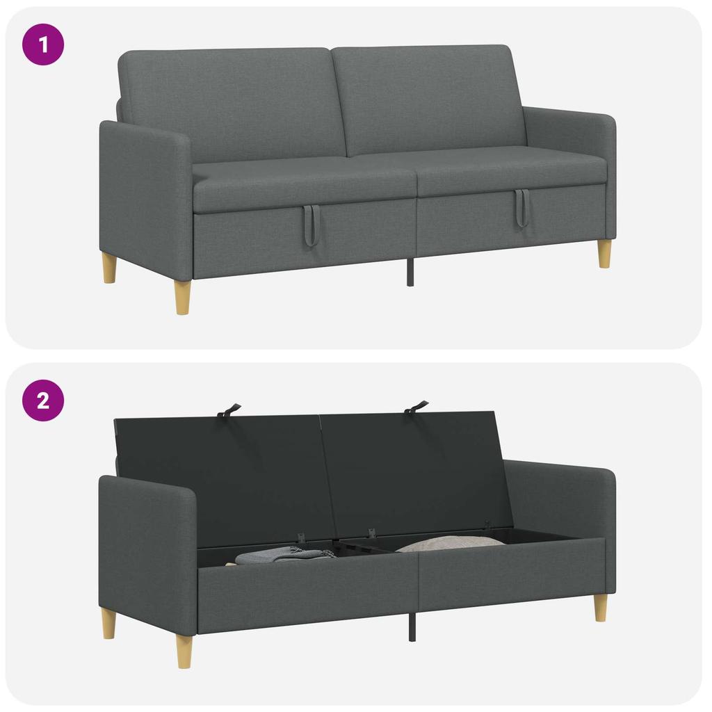 Storage Sofa in Dark Grey 192 x 78 x 87 cm Polyester