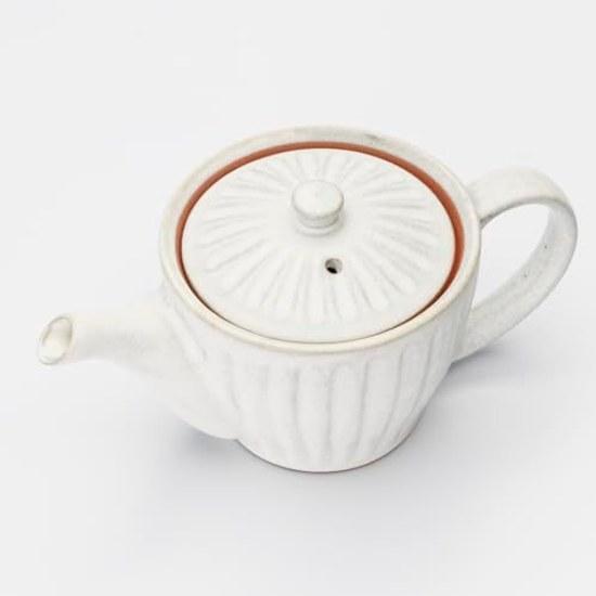 Mino ware teapot capacity approximately 340ml chrysanthemum shape white porcelain made Japan 500-21