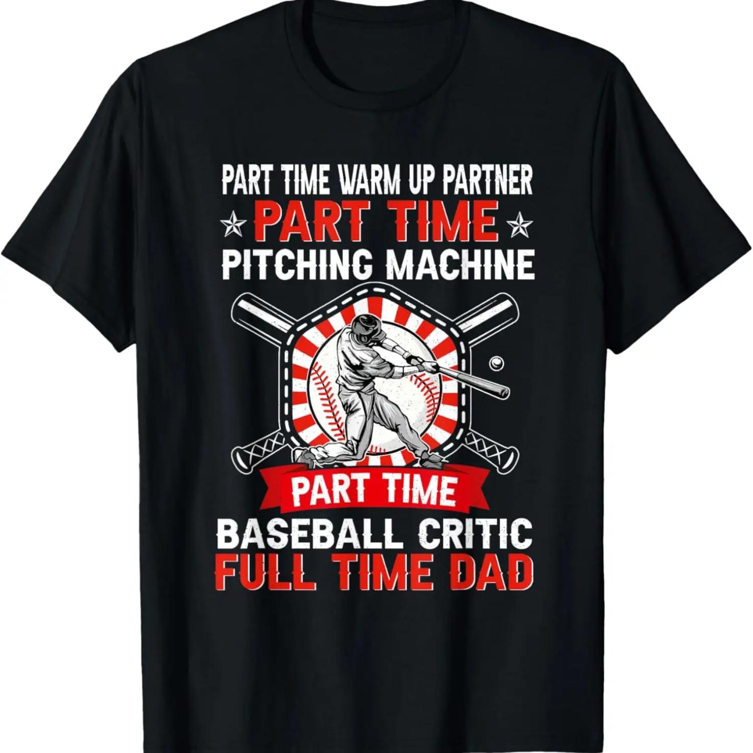 Футболка для папы  Партнер по разминке, подающий в бейсболе, на полставки / полный рабочий день  S чёрный