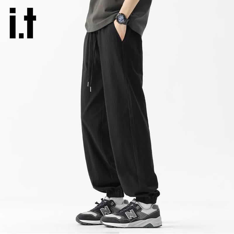 Izzueit Men s Loose Straight Cropped Casual Cotton Pants L