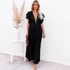 Copricostume lunghi estivi per donna, kimono con scollo a V, abiti da spiaggia, con lacci, anti-sole, gonna sarong bohémien
