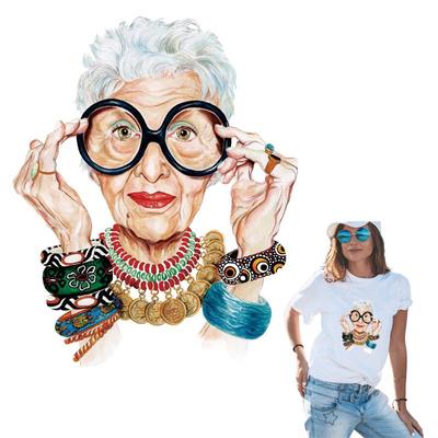 Σίδερο σε μπαλώματα Fashion Grandma Heat Transfer Patches A-Level Washable Αυτοκόλλητα Νέου Σχεδίου Μπαλώματα σε ρούχα πάνω από σκόνη