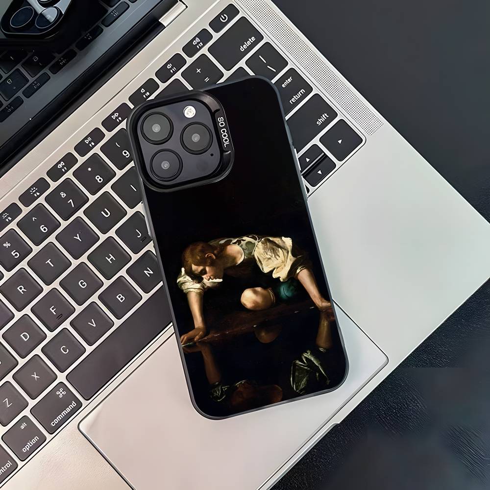 Caravaggio Gemälde Handyhülle Für iPhone 17,16,15,14,13,12,11,Pro,XS,Max,Plus,Mini,SE4,E Schwarz Matt Stoßfest Hülle