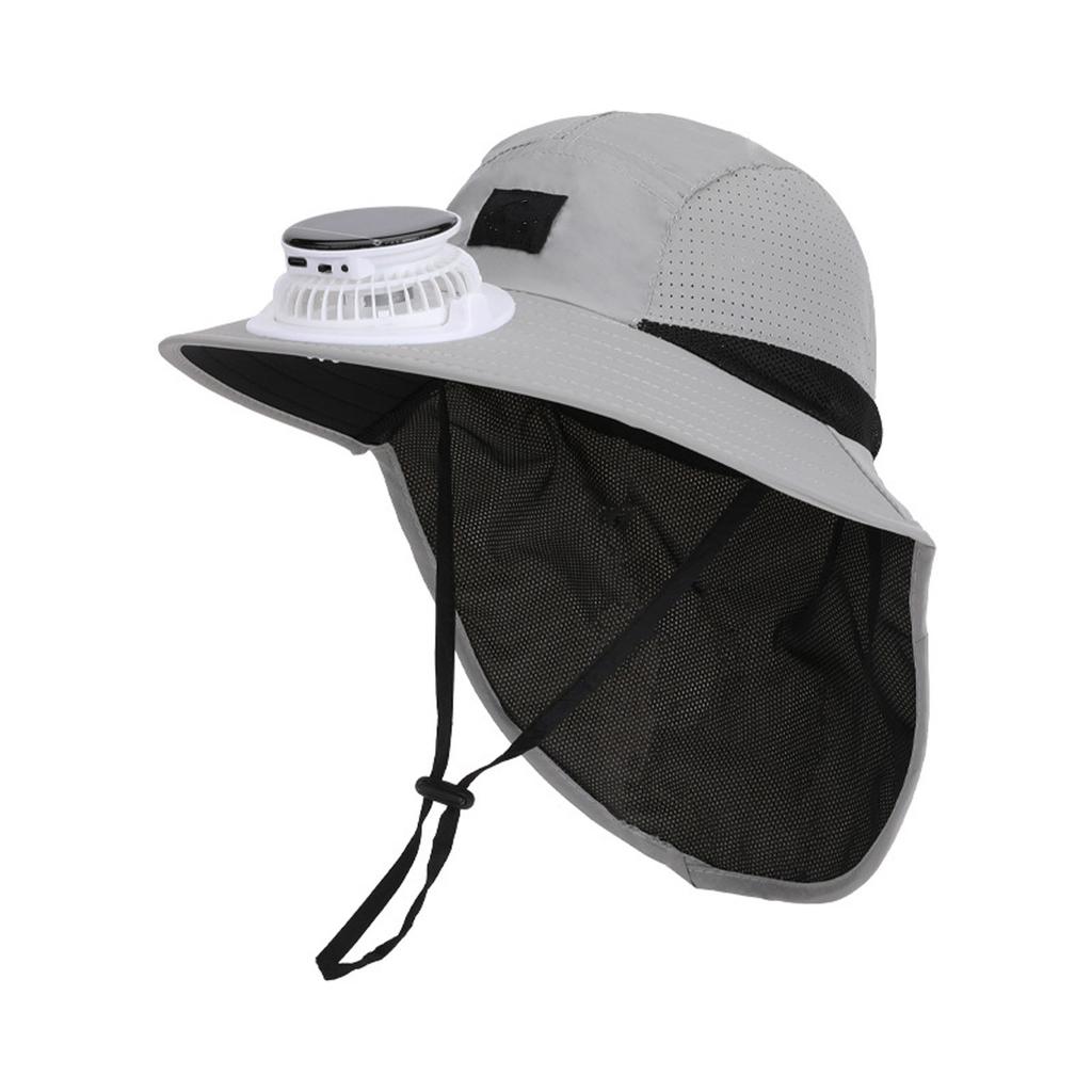 Summer Outdoor Children's Mountaineering Big Fisherman Hat Sun Hat Anti-ultraviolet Fishing Hat Solar Fan Sun Hat