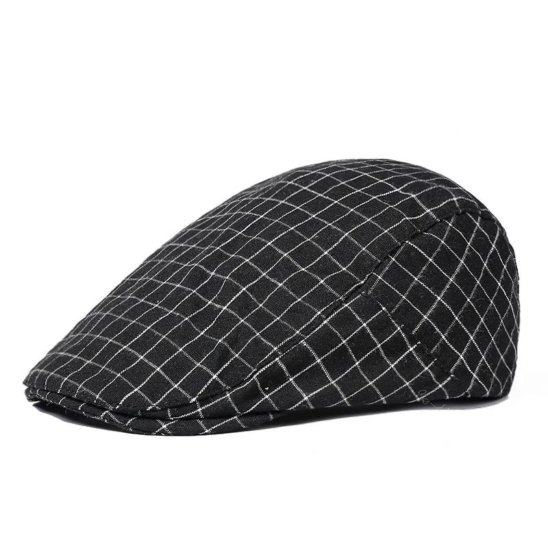 

Spring and Summer Cotton Print Newsboy Caps Flat Cap Men and Women Painter Beret Hats 179 55-60cm adjustable чорний