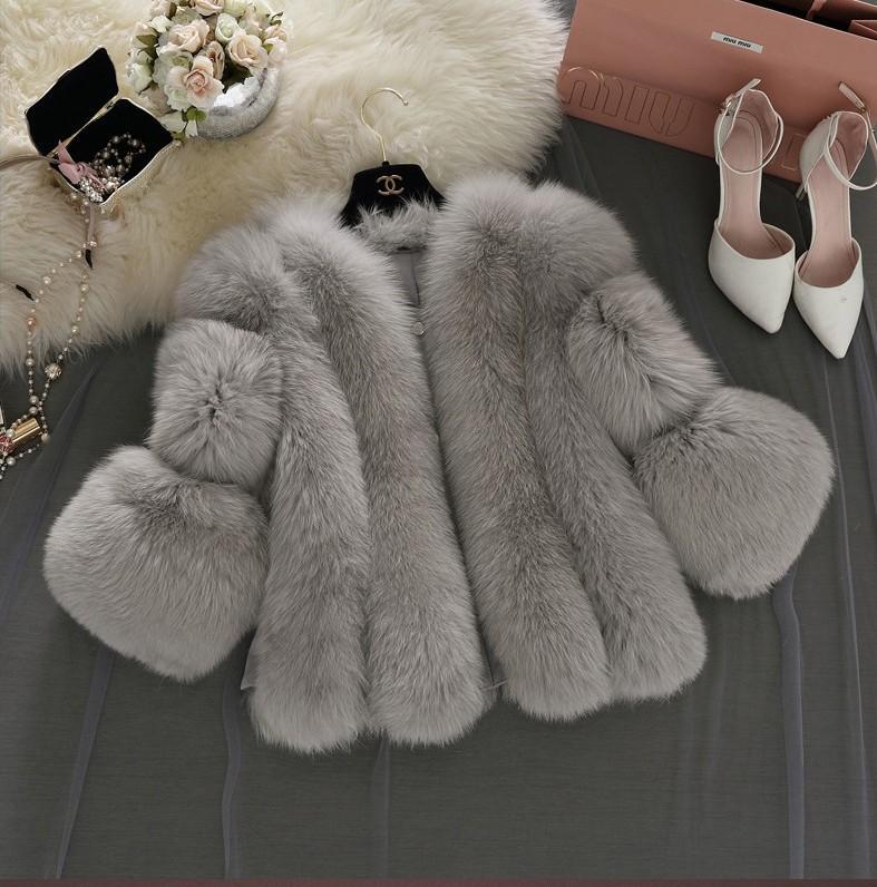 2025 European Women's Faux Fox Fur Patchwork Coat - Short, In Stock