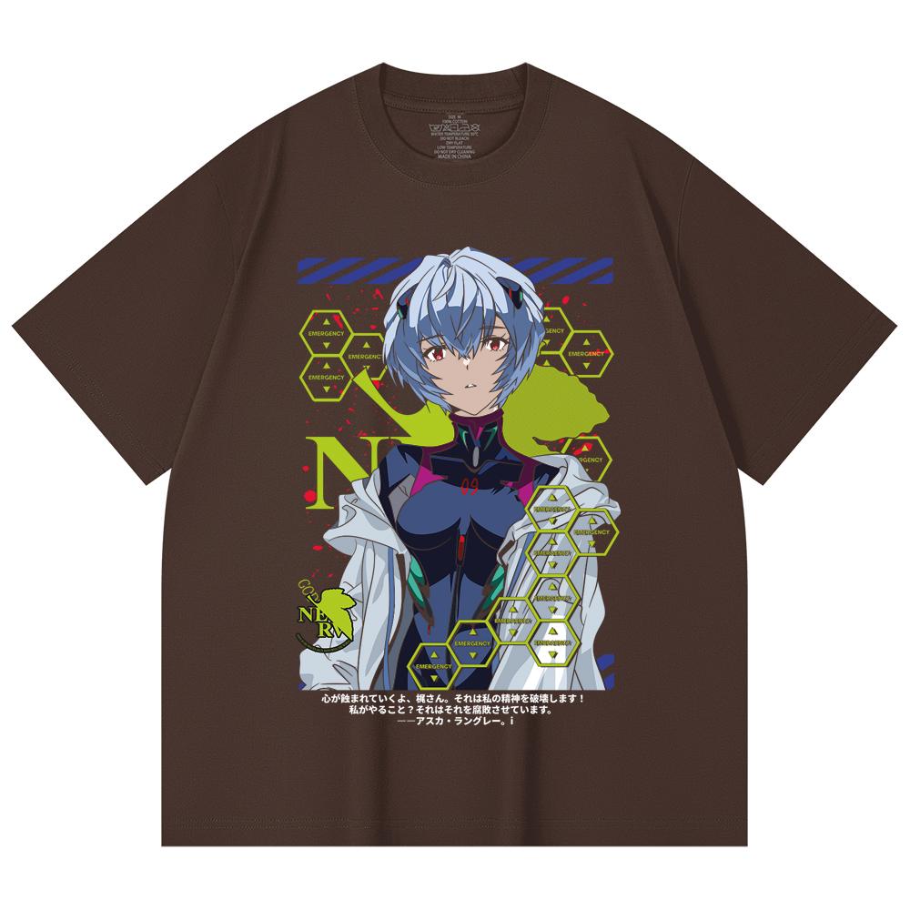 230 Gsm 100% Cotton Evangelion V6 Rei Print Unisex Heavy Cotton T Shirt