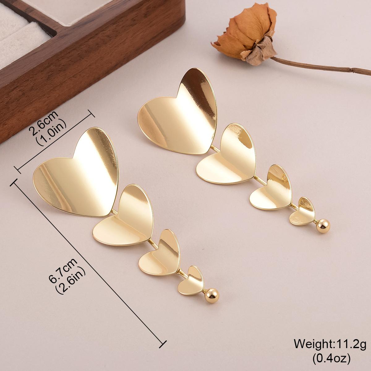 Simple love fringed earrings women s splicing high-end temperament versatile stud earrings metal glossy exaggerated earrings