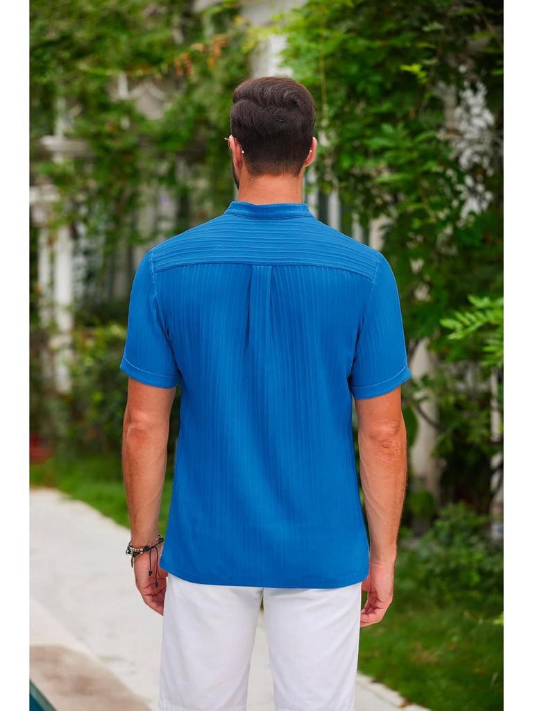 Men's 2025 Vintage Striped Cotton Linen Henley Shirt - Casual Loose Fit