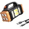 High Power Led Flashlights Camping Torch Work Light Solar Charge 4 Gear USB Rechargeable Light Waterproof Light for Outdoor