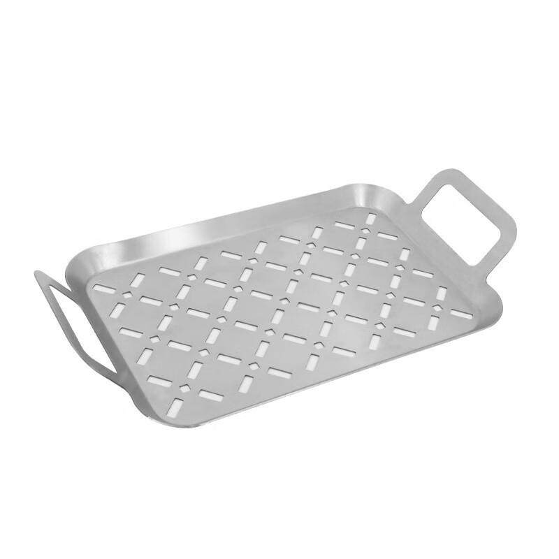 Heavy-Duty Stainless Steel Perforated BBQ Grill Pan with Double Handles
