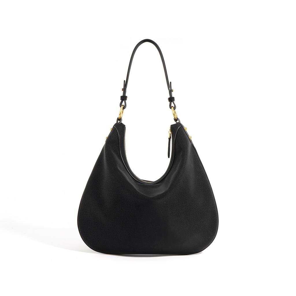 Niche design new retro texture cowhide bag underarm hand carry temperament casual lazy wind large capacity dumpling bag