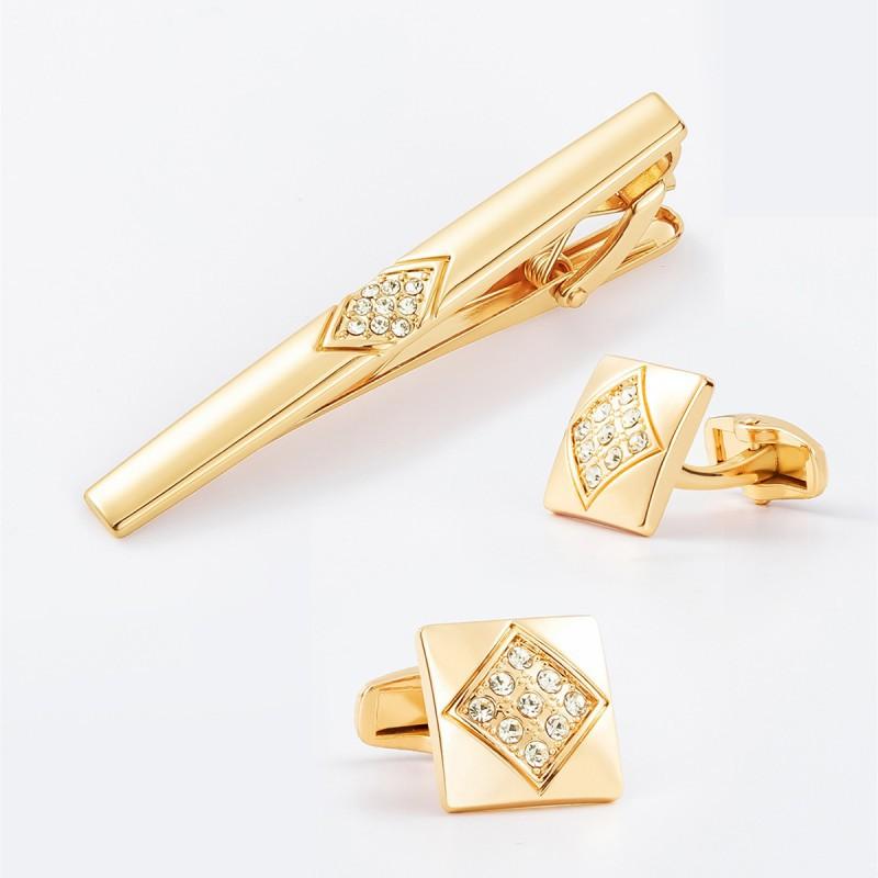 

Diamond Diamond-encrusted Collar Clip Cufflinks Set Business Simple STXC-0054 золотистый