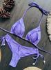1011 European and American New Bikini, Solid Color Swimsuit, Beach Sexy Women's Swimsuit