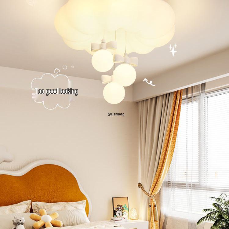 

Romantic Cream Bowknot Cloud Chandelier for Master Bedroom Bowknot Model 45CM Tri-color