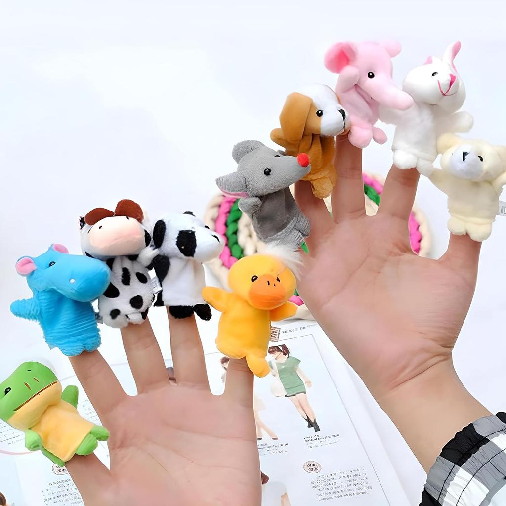 10Pcs Finger Puppets with Small Animal Figures Plush Toy Set, Children's Party, Christening, Shower Etc. Plush Toy, Hand Puppets with Plush Animals