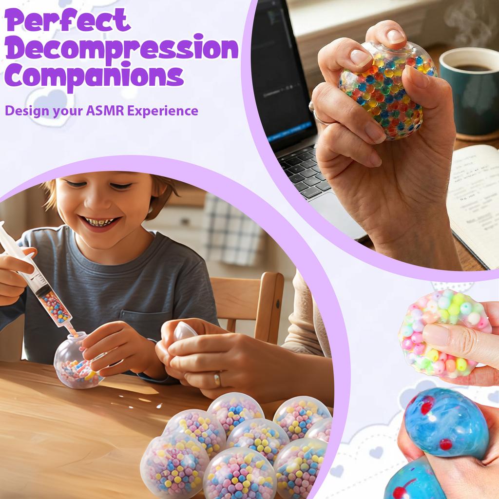 DIY Blank Stress Ball Making Kit Anxiety Relief Toy Handmade Squishy Stress Balls Empty Squeeze Ball Decorative Balls Party Gift