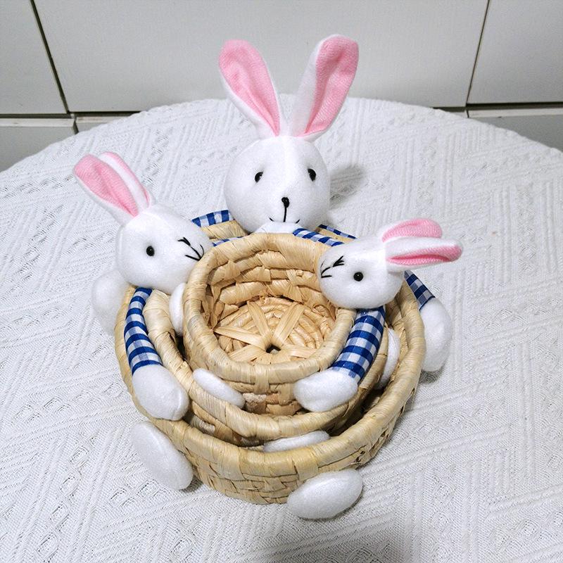 

Пасхальная плюшевая корзина с животными: Органайзер для украшений, конфет и мелочей для праздничного декора.