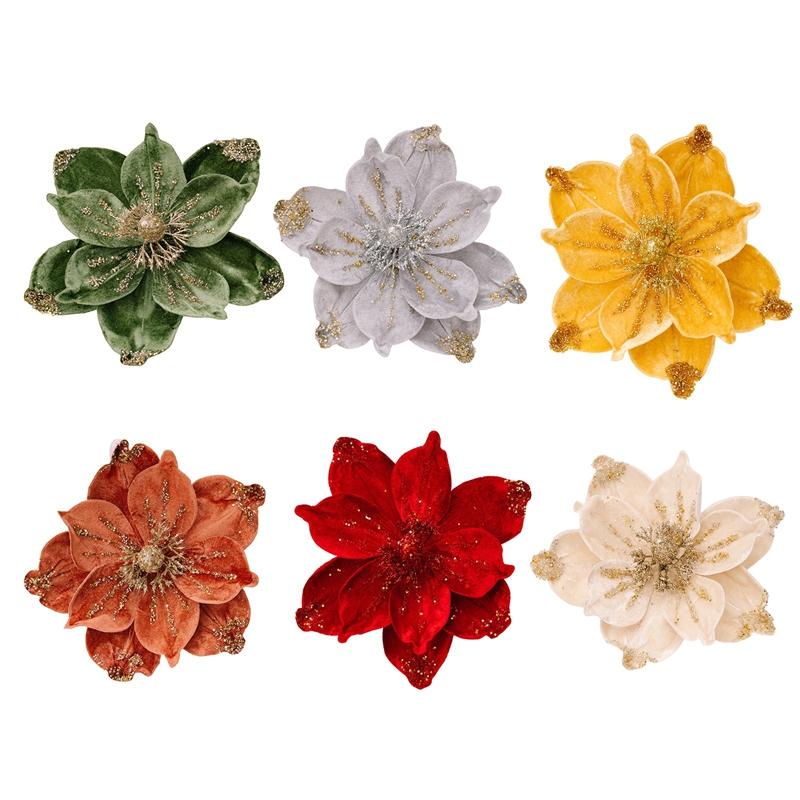 Christmas Tree Top Flower Decorations Christmas Artificial Flower Accessories Xmas New Year 2027 Home Decor 7