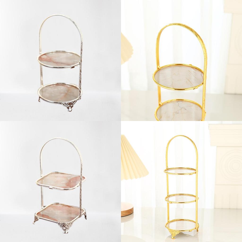 Multilayer Food Tray Organizer With Gold Finish For Home And Gift Use