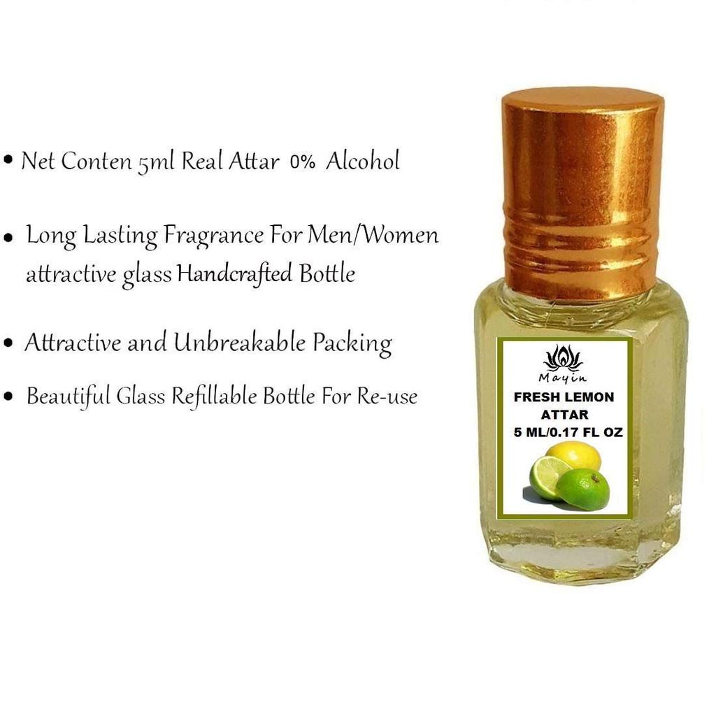 Mayin Frisches Zitrone Attar Flüssiges Parfüm Für Unisex, 5ml