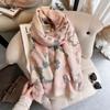 Flower Jacquard Scarf Women'S Autumn And Winter Imitation Cashmere Decoration Air Conditioner Shawl Short Beard Tassel Scarf Tassel Decoration