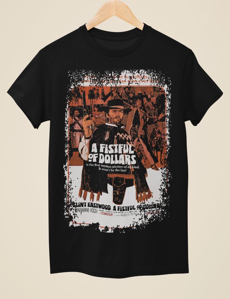 A Fistful of Dollars - Western Movie Poster Inspired Unisex Black T-Shirt Unisex T-Shirt XL