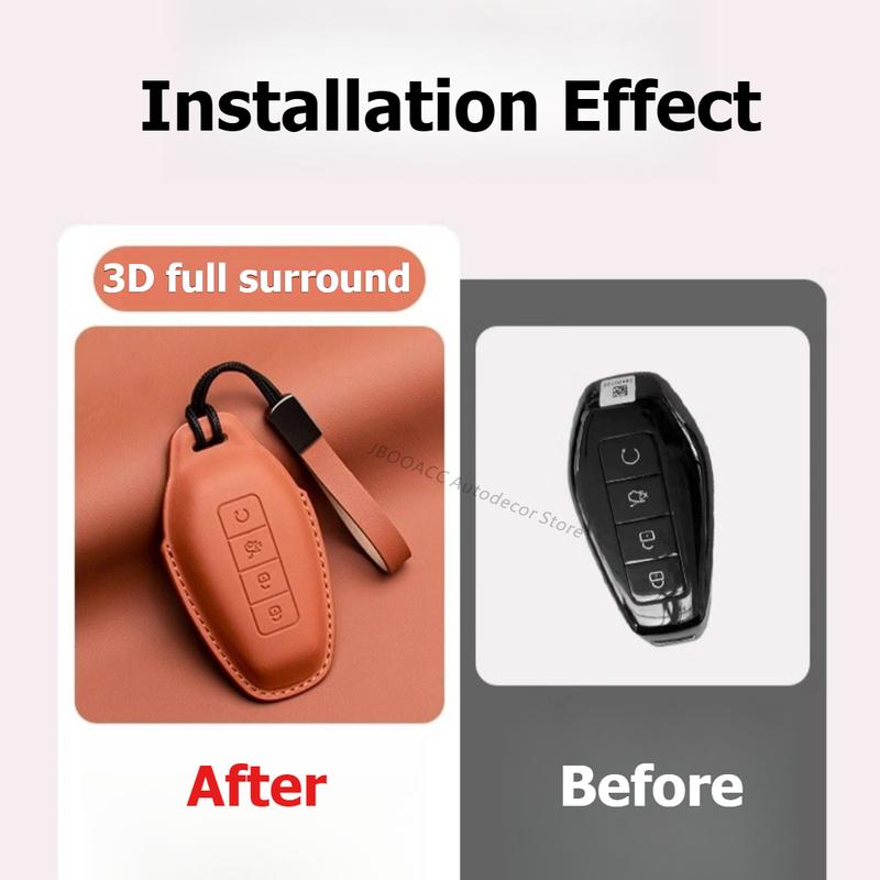 For DENZA Z9GT 2024 2025 Car Leather Keycase Bag Car Keychain Cover Remote Control Protective Nappa Key Chain Shell Case Decor