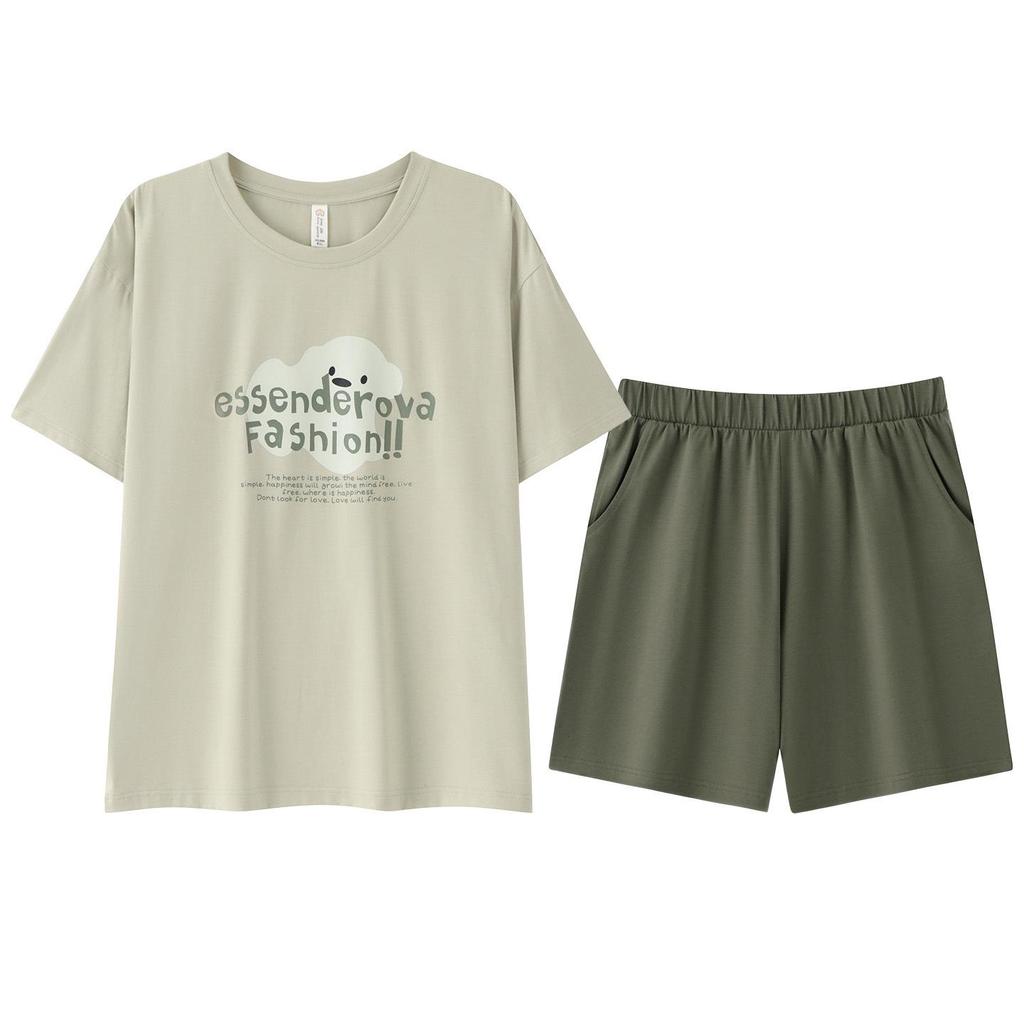 Set Pigiama Estivo in Cotone a Maniche Corte per Coppie - Leggero Girocollo con Pantaloncini per Casa o Uso Casual