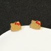 Anime Sanrio Hello Kitty Earrings Anime Cartoon Figure KT Cat Ear Stud Girl Jewelry Accessory Gifts