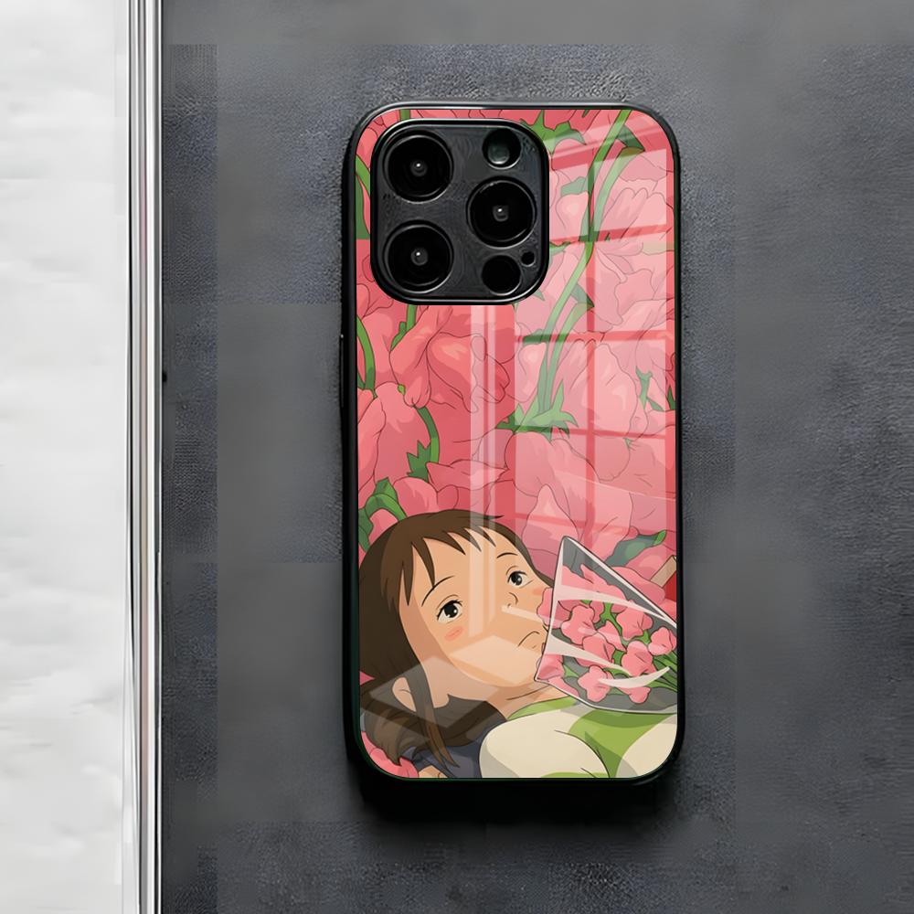 S-Spirited CARTOON A-Away Phone Case For IPhone 17 Air 16 E Pro Max 15 14 13 Mini 12 Pro 11 Max Plus Black Glass Cover