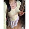 Half-open Neck Button-neck Knitted Long-sleeved Bottoming Shirt Women's Spring Tight-fitting Pure Wind Inner Top Sweater