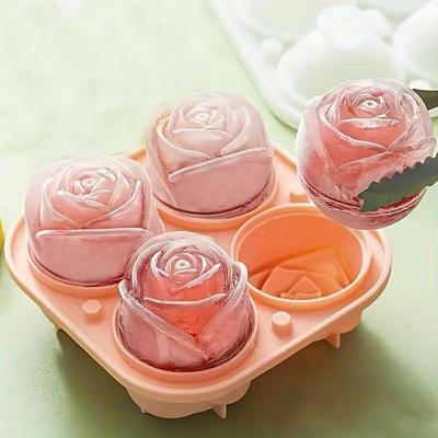Formy do lodu 3D Róża 4 otwory Forma na kostki lodu Kształt kwiatu Silikonowa forma do lodu Wytwornica kul lodowych Przybory kuchenne Narzędzie Akcesoria