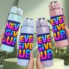 1PC Never Give Up Colorful Letter 750ml Color Plastic Sports Water Bottle Leakproof Flip Straw Lid Suitable for Sports Office Home Use