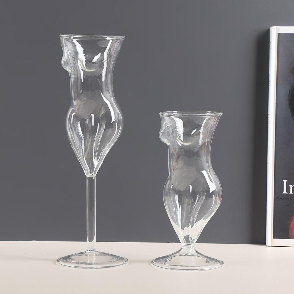 Bicchiere da Cocktail Corpo Femminile Visibile Bicchiere da Whisky Trasparente Tazza Alta Elegante Pub