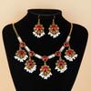Bohemian Vintage Quasten Halsketten- und Ohrring-Set, Strassstein Ethnischer Stil Schmuck für Damen