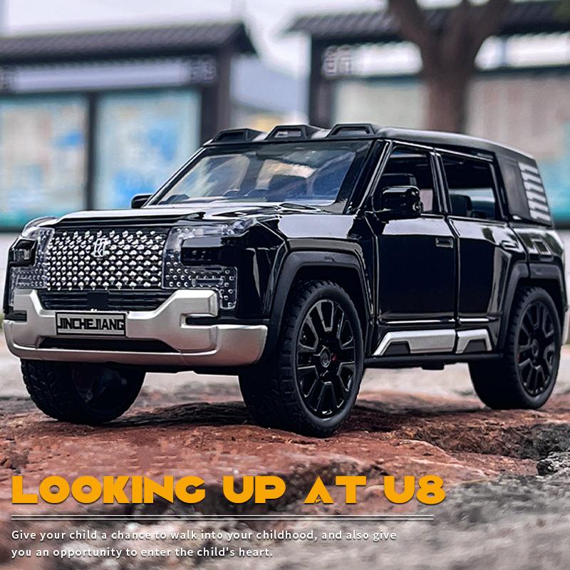 1/32 BYD Look Upat U8 SUV-Legierungsautomodell aus Druckgussmetallspielzeug Geländewagenautomodellsimulation Ton und Licht Kindergeschenk