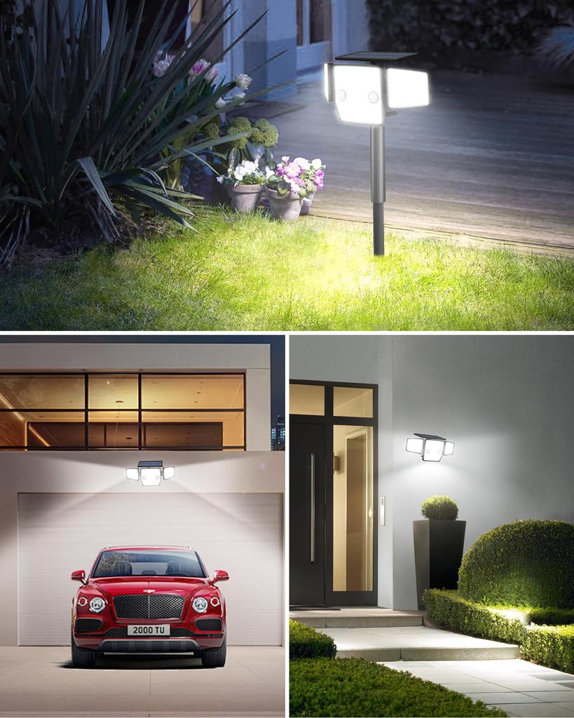 HAARAY Solar Outdoor Waterproof Sensor High 2500 Two Motion Sensitivity Automatic Security 3 Sensing IP65 Adjustable Solar LED Suitable for Parking