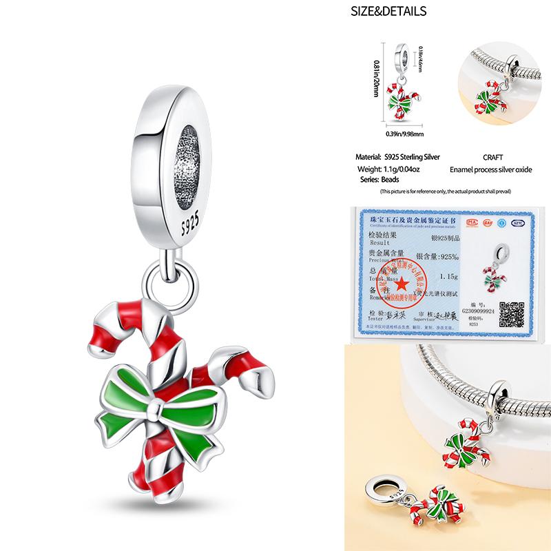 Frohe Weihnachten Baum Charms Perlen Kupfer Weihnachtsmann Anhänger Passen Original Armreif DIY Schmuck Geschenk