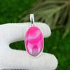 925 Sterling Silver Pink Botswana Agate Stone Bezel Wife Wedding Pendant Jewelry