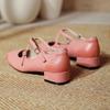 Retro Medium Thick Heel Women's Shoes Lightweight Mary Jane Shoes Cross Strap Square Toe Small Leather Shoes Shallow Mouth Casual Shoes