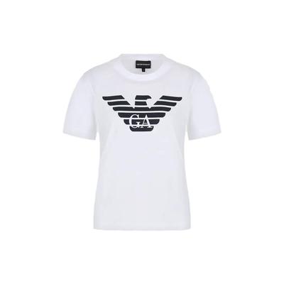 Loose Fit Round Neck Logo Print Short Sleeve T-Shirt Women Tops White 8N2T9C-2J53Z-F108