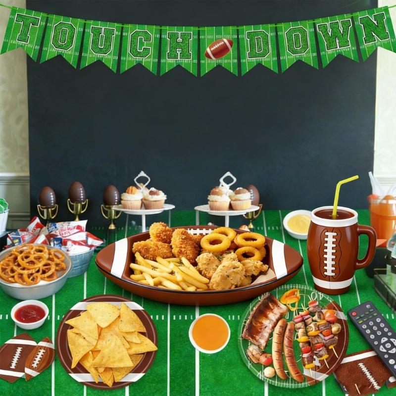 Complete Football Championship Themed Party Supplies Package Includes standard Disposable Tableware For Birthday Game instances