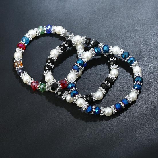 Skinnende fargerik rhinestone faux perle armbånd armbånd kvinner smykker bursdagsgave