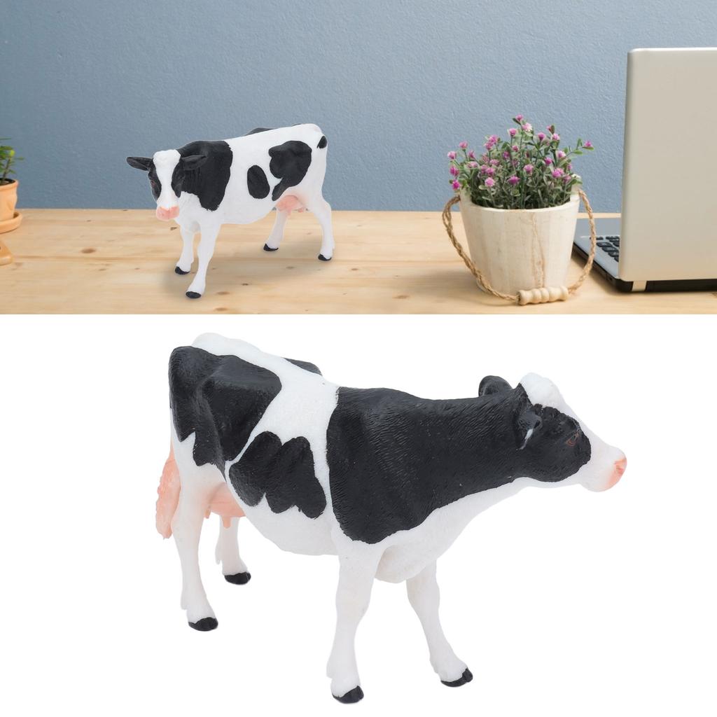 Simmental Cattle Figurine Plastic Realistic Cow Black White for Home Desk Decoration Party Gift