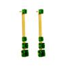 Gold Plated Emerald Cut Green Cubic Zirconia Snake Chain Drop Earrings for Women Stainless Steel