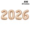 Happy New Year 2026 Balloons Gold Silver Pink Black Number 2026 Foil Balloons 16/32/40in Multicolour Happy New Year Banner
