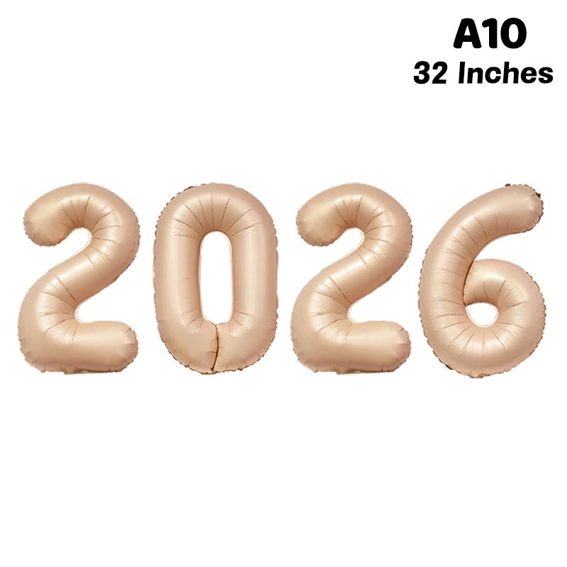 Happy New Year 2026 Balloons Gold Silver Pink Black Number 2026 Foil Balloons 16/32/40in Multicolour Happy New Year Banner