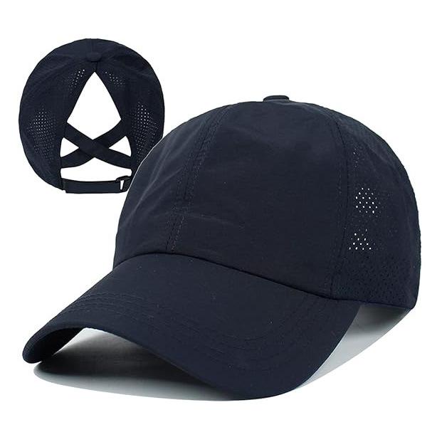 Schnelltrocknende Sonnenschutz-Baseballkappe mit Zopföffnung - Sommer-Sportkappe für Damen, Camping-Wanderkappe, Weihnachtsgeschenk
